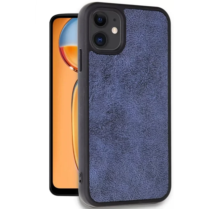 Mey İthalat®   iPhone 11 Kılıf Aras Deri Kapak - Lacivert
