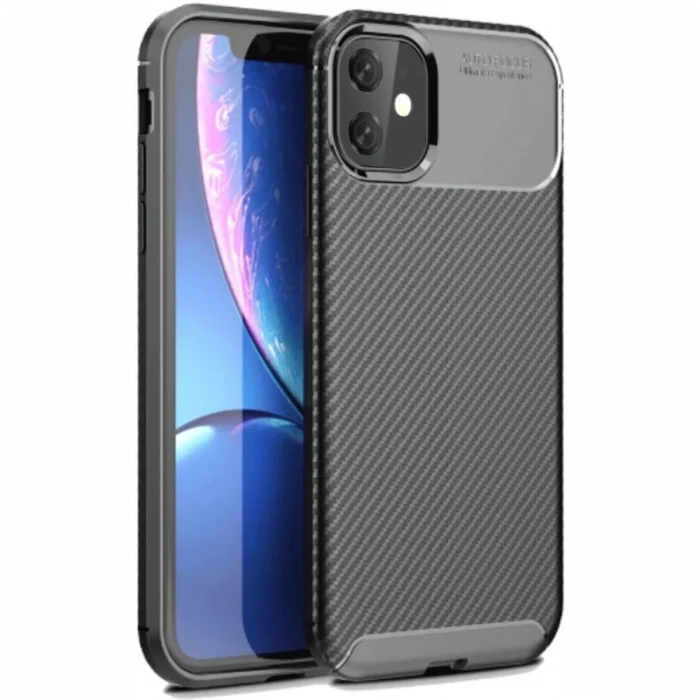 Mey İthalat®   iPhone 11 Kılıf Auto Focus Karbon Kapak - Siyah