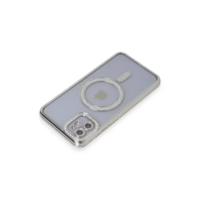 Mey İthalat®   iPhone 11 Kılıf Joke Simli Magneticsafe Kılıf - Gümüş