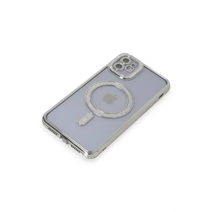 Mey İthalat®   iPhone 11 Kılıf Joke Simli Magneticsafe Kılıf - Gümüş