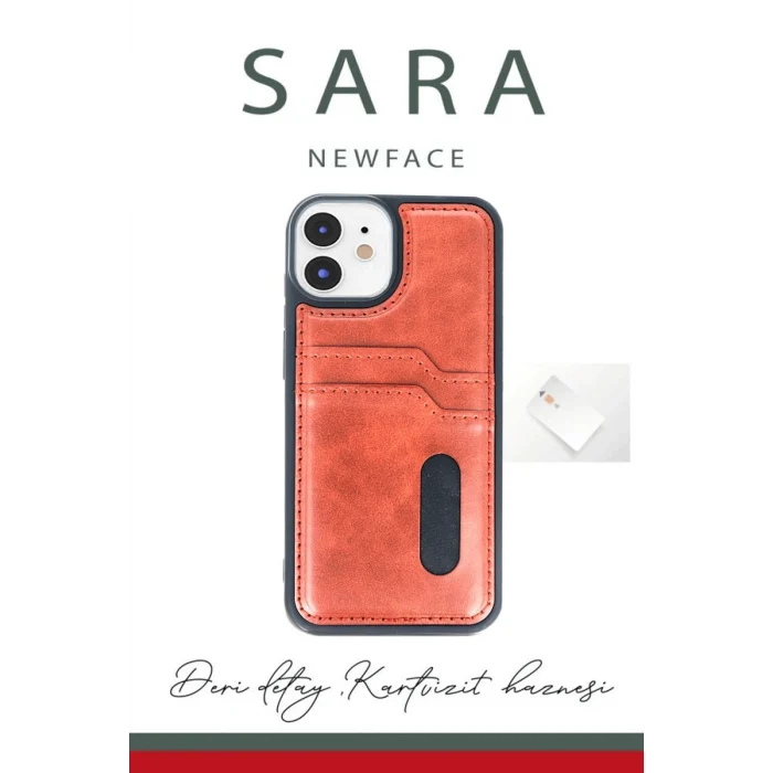 Mey İthalat®   iPhone 11 Kılıf Sara Kartvizitli Deri Kılıf - Koyu Yeşil