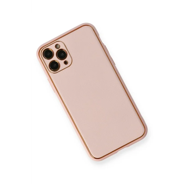 Mey İthalat®   iPhone 11 Pro Kılıf Coco Deri Silikon Kapak - Pembe
