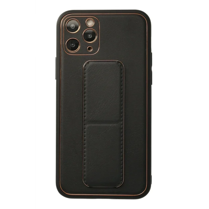 Mey İthalat®   iPhone 11 Pro Kılıf Coco Deri Standlı Kapak - Siyah