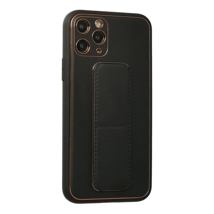 Mey İthalat®   iPhone 11 Pro Kılıf Coco Deri Standlı Kapak - Siyah