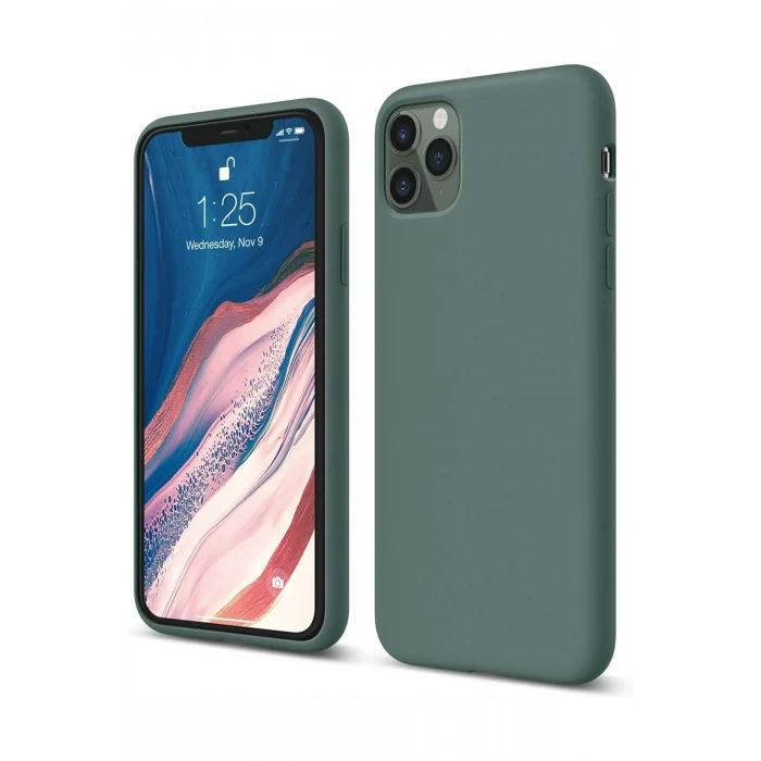 Mey İthalat®   iPhone 11 Pro Kılıf First Silikon - Koyu Yeşil