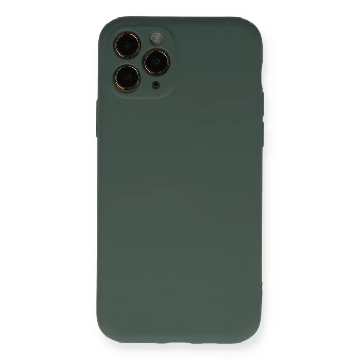 Mey İthalat®   iPhone 11 Pro Kılıf Nano içi Kadife Silikon - Koyu Yeşil