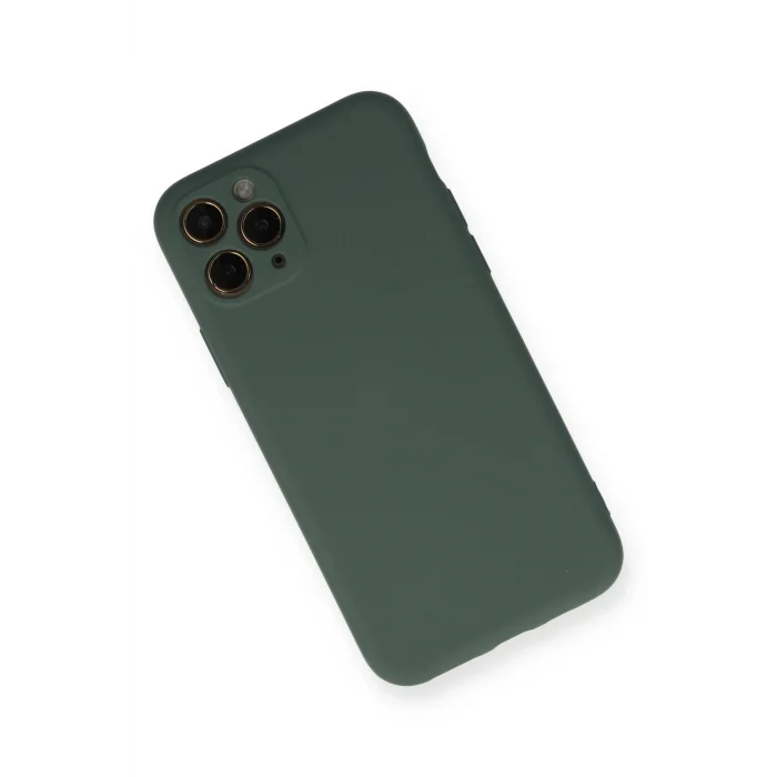 Mey İthalat®   iPhone 11 Pro Kılıf Nano içi Kadife Silikon - Koyu Yeşil