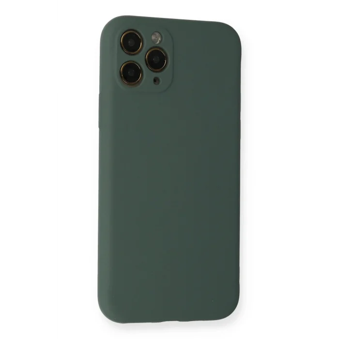 Mey İthalat®   iPhone 11 Pro Kılıf Nano içi Kadife Silikon - Koyu Yeşil