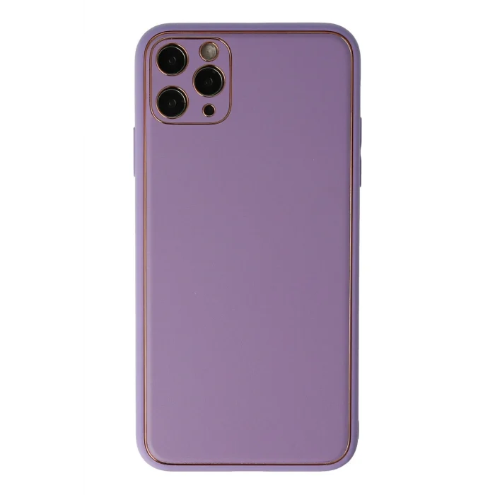 Mey İthalat®   iPhone 11 Pro Max Kılıf Coco Deri Silikon Kapak - Lila