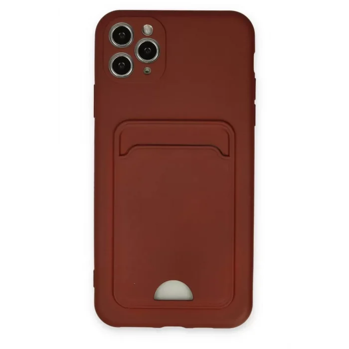 Mey İthalat®   iPhone 11 Pro Max Kılıf Kelvin Kartvizitli Silikon - Bordo