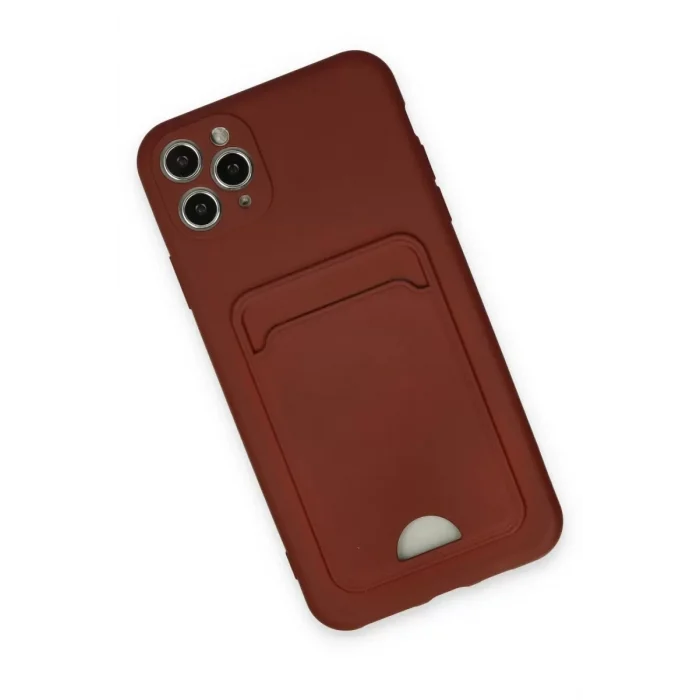 Mey İthalat®   iPhone 11 Pro Max Kılıf Kelvin Kartvizitli Silikon - Bordo