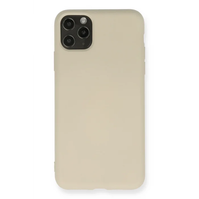 Mey İthalat®   iPhone 11 Pro Max Kılıf Nano içi Kadife Silikon - Bej