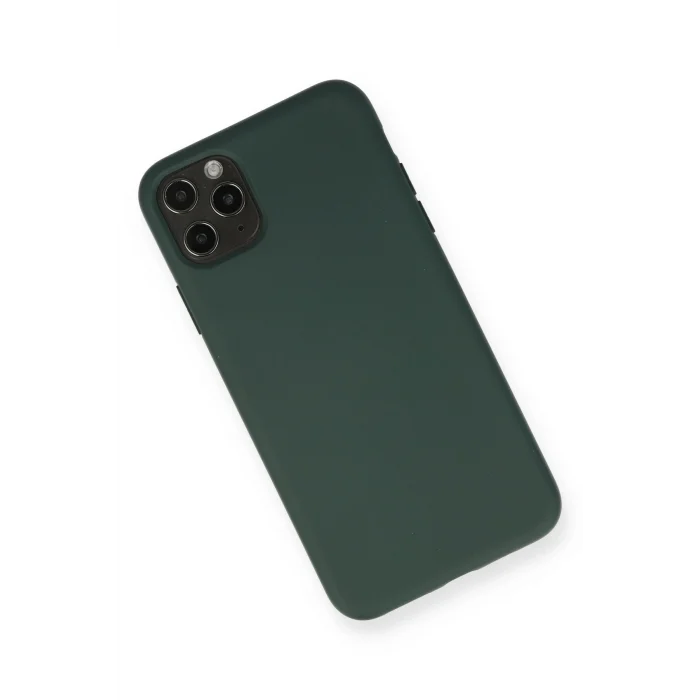 Mey İthalat®   iPhone 11 Pro Max Kılıf Nano içi Kadife Silikon - Koyu Yeşil