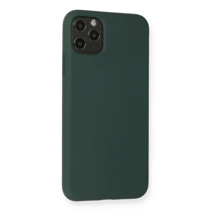 Mey İthalat®   iPhone 11 Pro Max Kılıf Nano içi Kadife Silikon - Koyu Yeşil