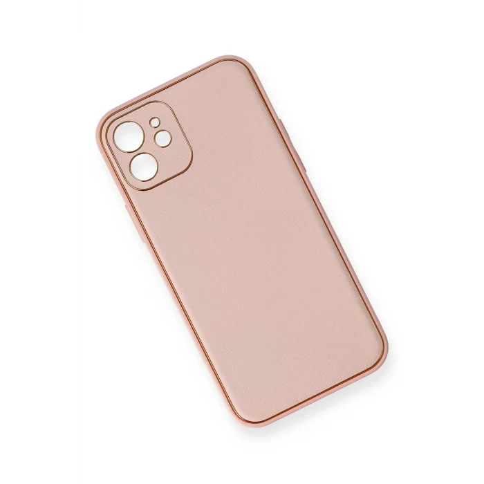 Mey İthalat®   iPhone 12 Kılıf Coco Deri Silikon Kapak - Pembe