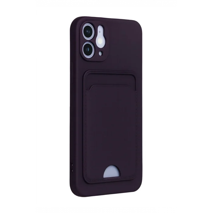 Mey İthalat®   iPhone 12 Kılıf Kelvin Kartvizitli Silikon - Derin Mor