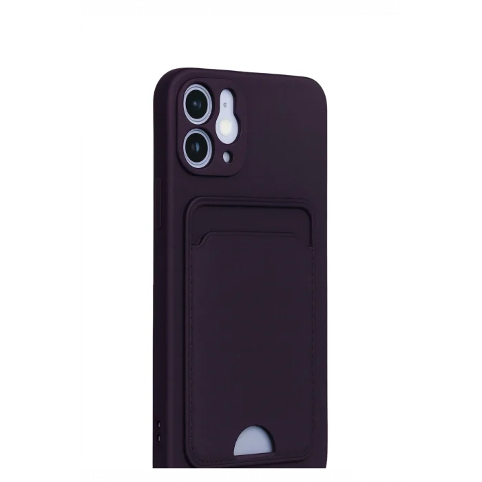 Mey İthalat®   iPhone 12 Kılıf Kelvin Kartvizitli Silikon - Derin Mor
