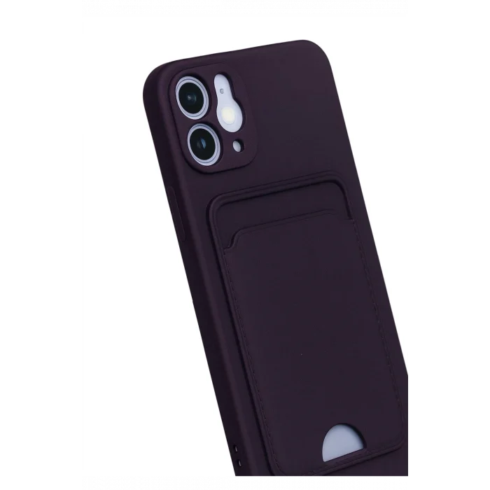 Mey İthalat®   iPhone 12 Kılıf Kelvin Kartvizitli Silikon - Derin Mor