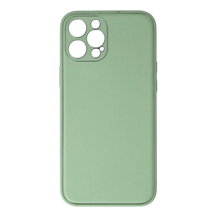 Mey İthalat®   iPhone 12 Pro Kılıf Coco Deri Silikon Kapak - Açık Yeşil