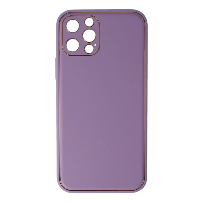 Mey İthalat®   iPhone 12 Pro Kılıf Coco Deri Silikon Kapak - Lila