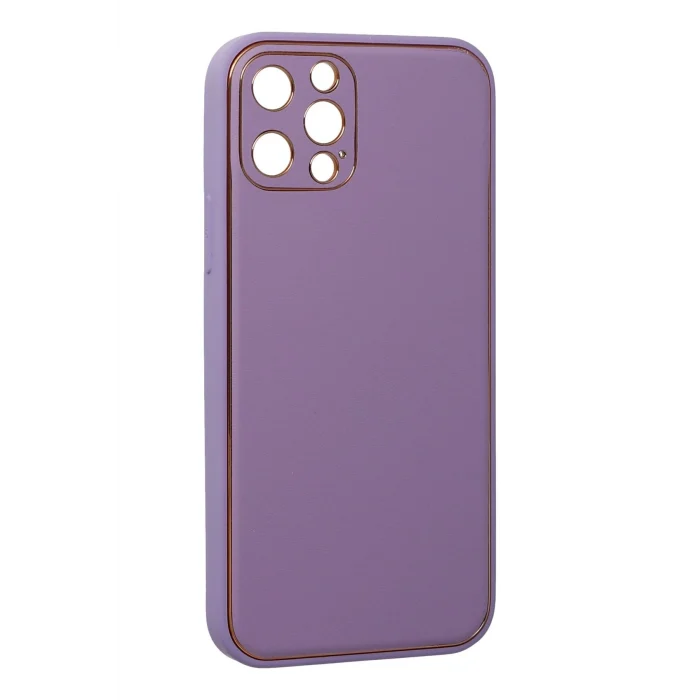 Mey İthalat®   iPhone 12 Pro Kılıf Coco Deri Silikon Kapak - Lila