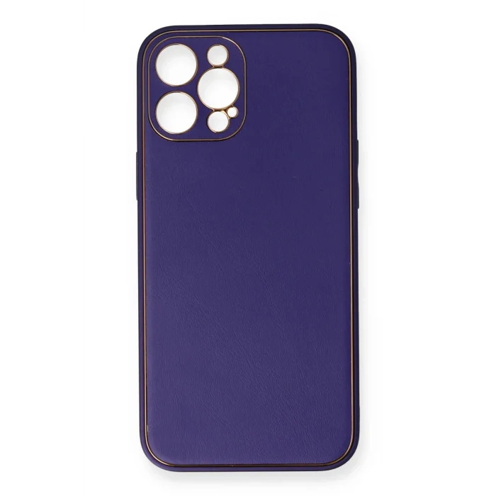 Mey İthalat®   iPhone 12 Pro Kılıf Coco Deri Silikon Kapak - Mor