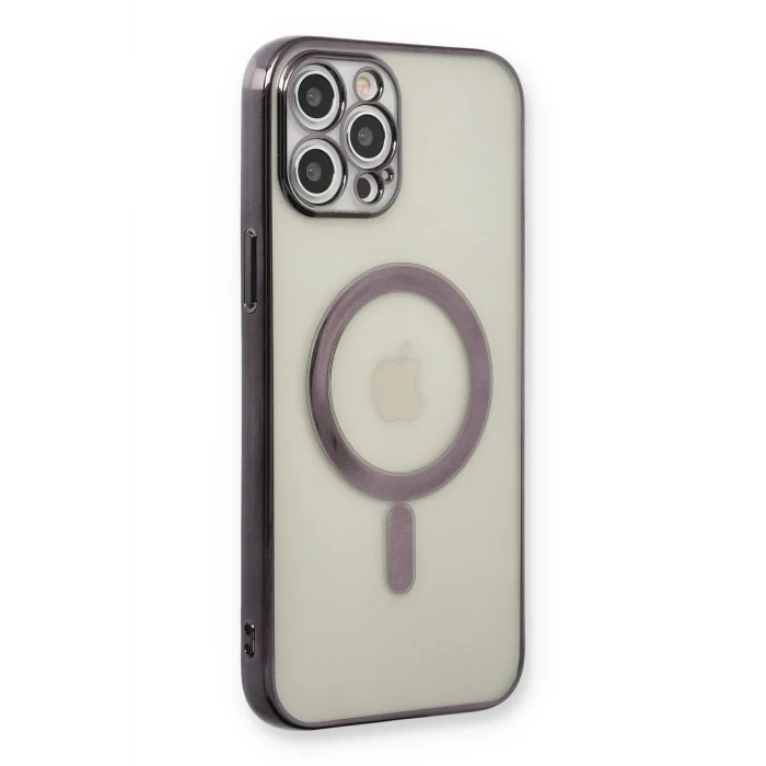 Mey İthalat®   iPhone 12 Pro Kılıf Magneticsafe Lazer Silikon - Siyah
