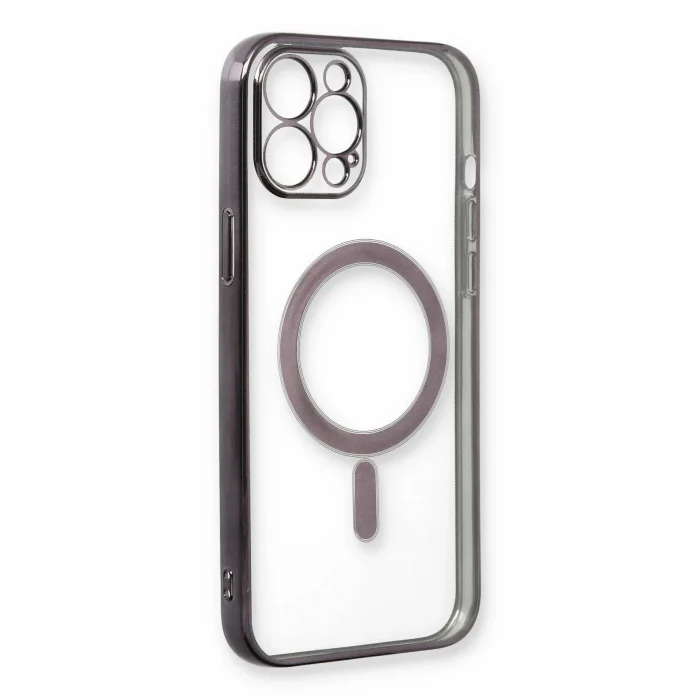 Mey İthalat®   iPhone 12 Pro Kılıf Magneticsafe Lazer Silikon - Siyah