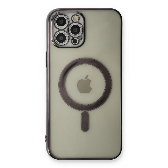 Mey İthalat®   iPhone 12 Pro Kılıf Magneticsafe Lazer Silikon - Siyah