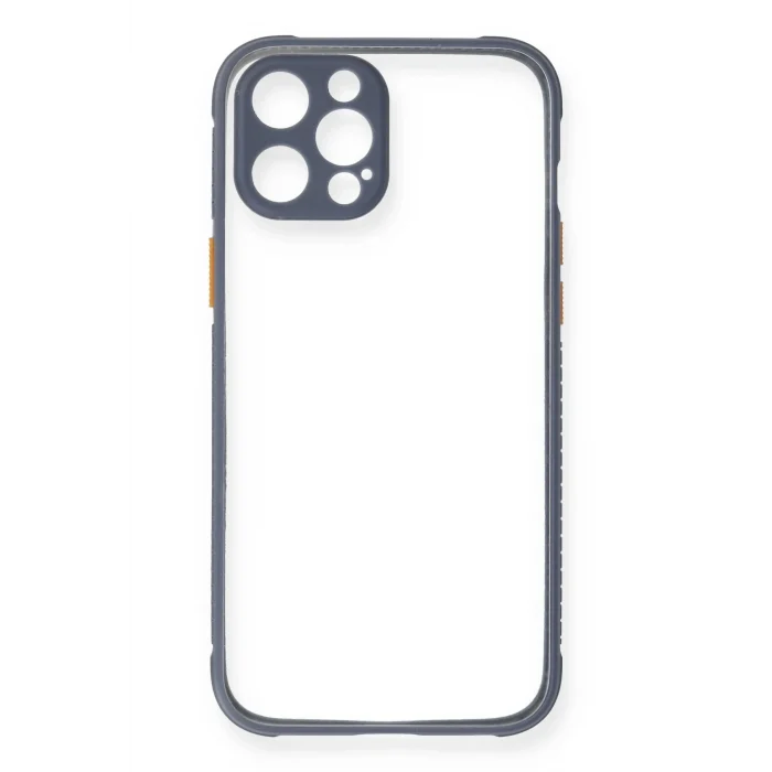Mey İthalat®   iPhone 12 Pro Kılıf Miami Şeffaf Silikon - Gri