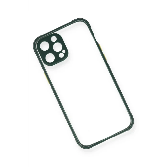 Mey İthalat®   iPhone 12 Pro Kılıf Miami Şeffaf Silikon - Koyu Yeşil