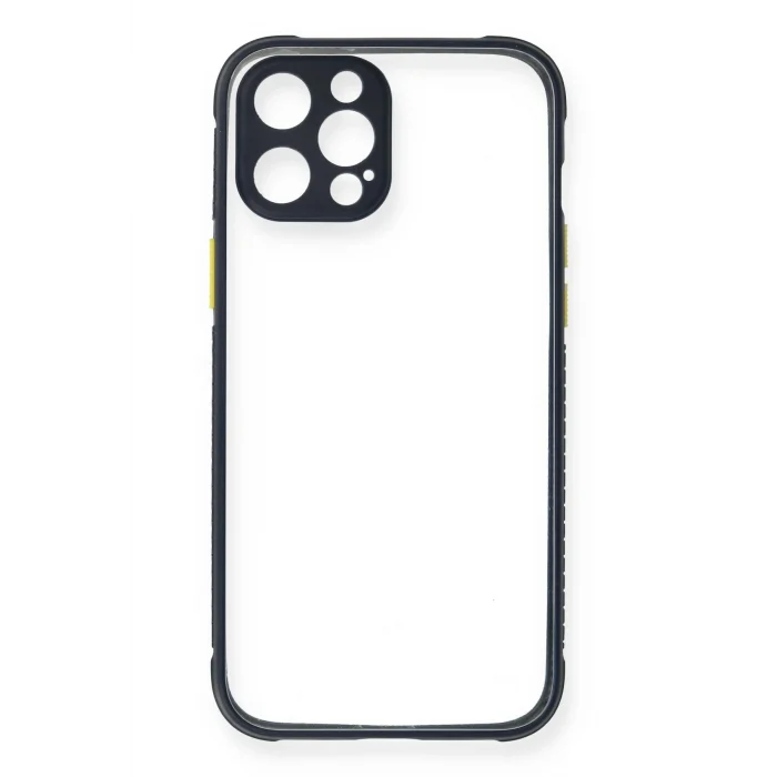 Mey İthalat®   iPhone 12 Pro Kılıf Miami Şeffaf Silikon - Lacivert