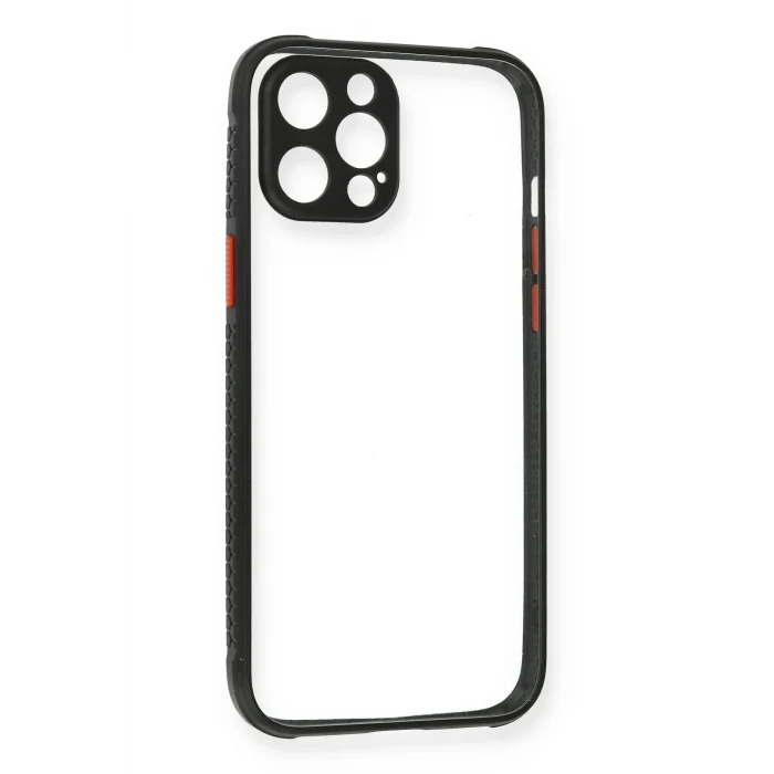 Mey İthalat®   iPhone 12 Pro Kılıf Miami Şeffaf Silikon - Siyah