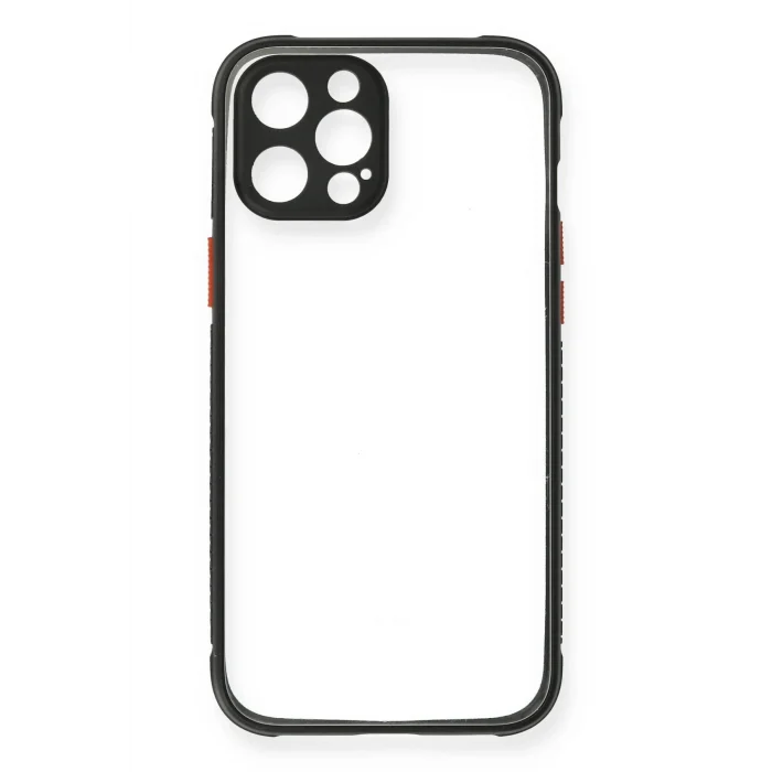 Mey İthalat®   iPhone 12 Pro Kılıf Miami Şeffaf Silikon - Siyah