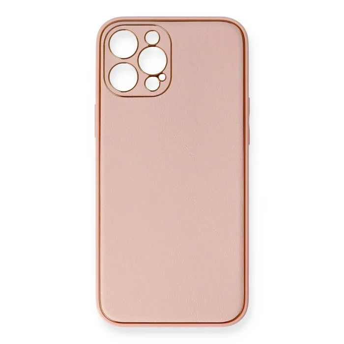 Mey İthalat®   iPhone 12 Pro Max Kılıf Coco Deri Silikon Kapak - Pembe