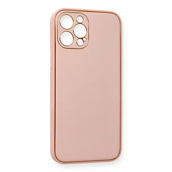 Mey İthalat®   iPhone 12 Pro Max Kılıf Coco Deri Silikon Kapak - Pembe