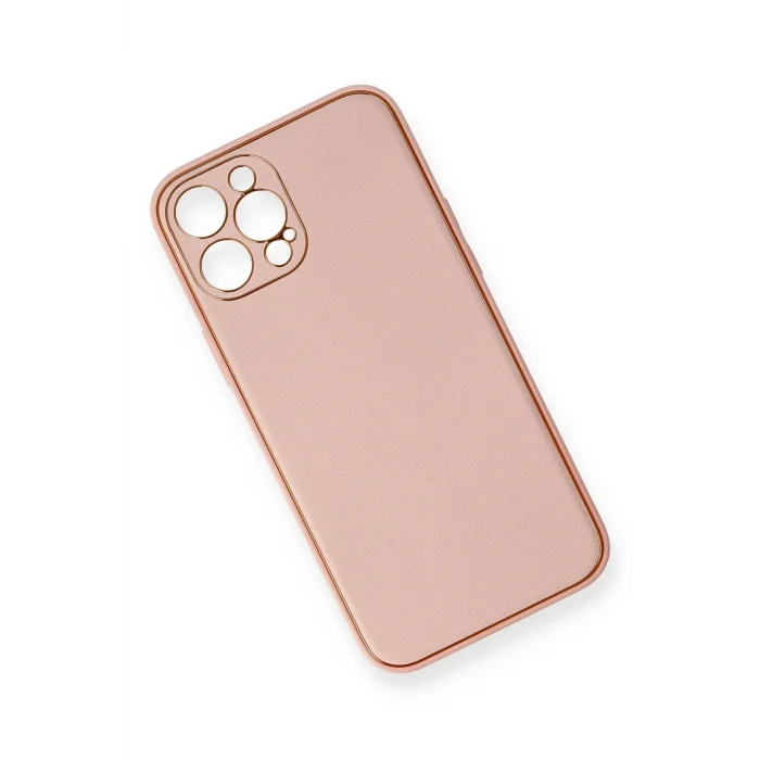 Mey İthalat®   iPhone 12 Pro Max Kılıf Coco Deri Silikon Kapak - Pembe