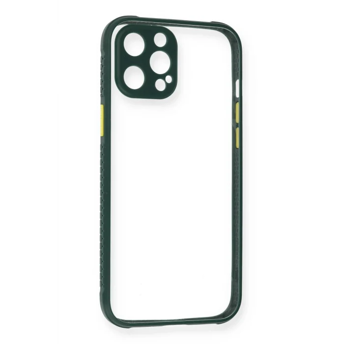 Mey İthalat®   iPhone 12 Pro Max Kılıf Miami Şeffaf Silikon - Koyu Yeşil