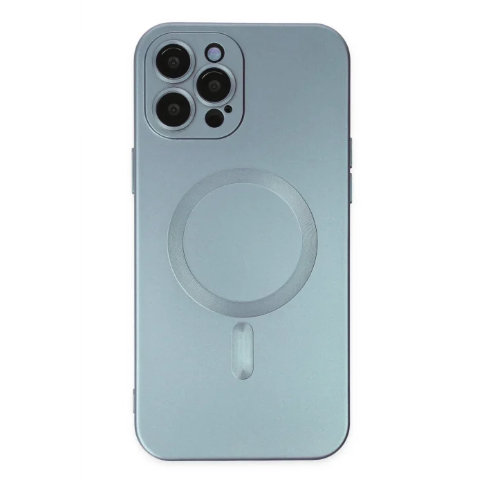 Mey İthalat®   iPhone 12 Pro Max Kılıf Moshi Lens Magneticsafe Silikon - Sierra Blue