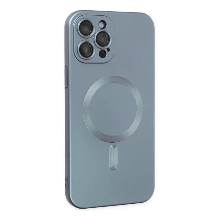 Mey İthalat®   iPhone 12 Pro Max Kılıf Moshi Lens Magneticsafe Silikon - Sierra Blue
