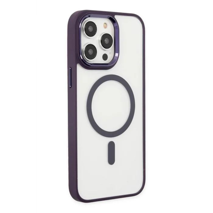 Mey İthalat®   iPhone 13 Pro Kılıf Room Magneticsafe Silikon - Derin Mor