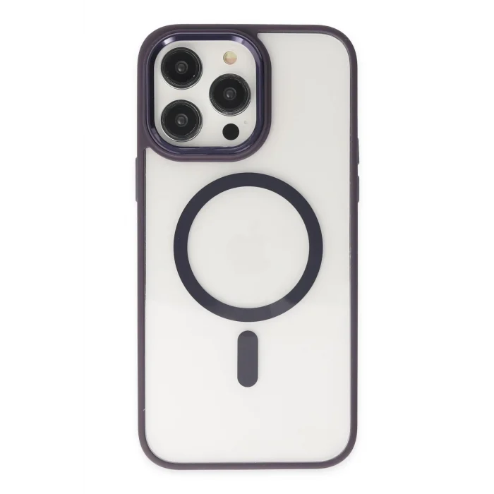 Mey İthalat®   iPhone 13 Pro Kılıf Room Magneticsafe Silikon - Derin Mor
