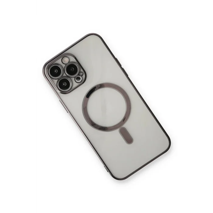 Mey İthalat®   iPhone 13 Pro Max Kılıf Magneticsafe Lazer Silikon - Siyah
