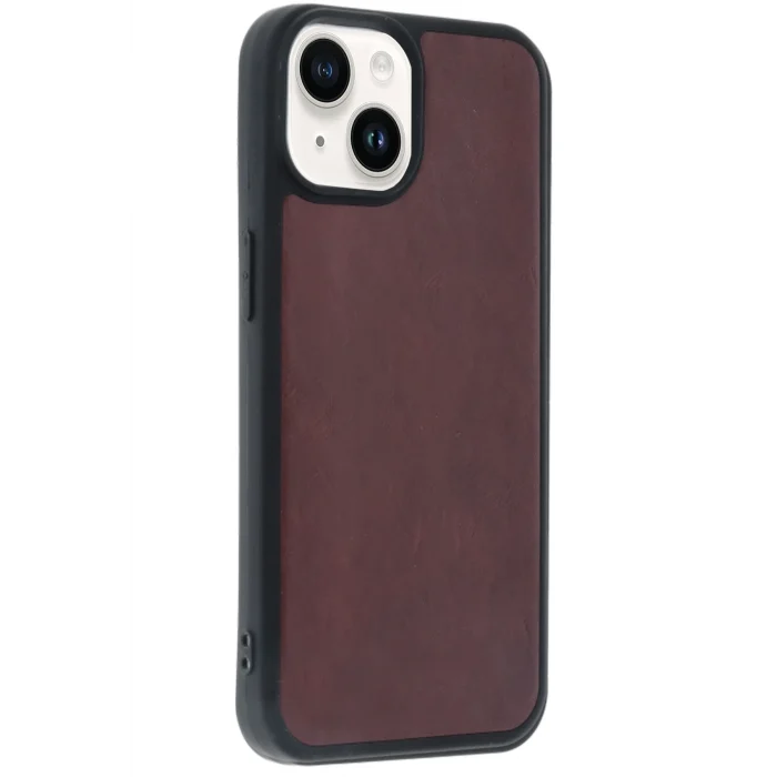 Mey İthalat®   iPhone 14 Kılıf Aras Deri Kapak - Bordo