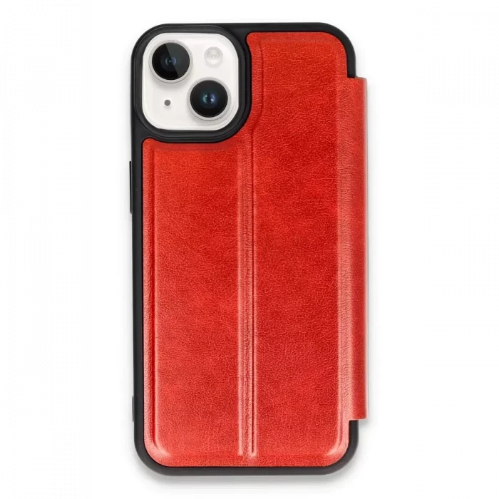 Mey İthalat®   iPhone 14 Kılıf Flip Cover - Kırmızı