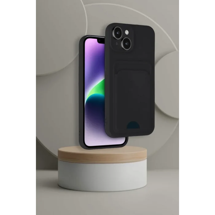 Mey İthalat®   iPhone 14 Kılıf Kelvin Kartvizitli Silikon - Siyah