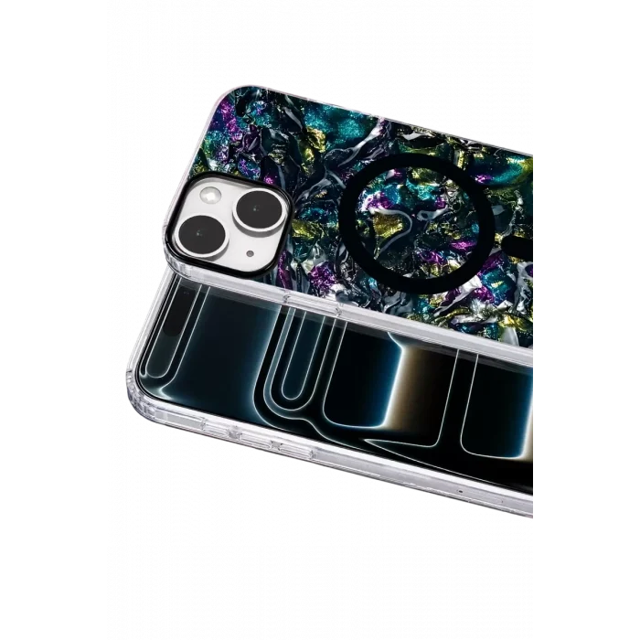 Mey İthalat®   iPhone 14 Mila Dalgalı Magsafe Kapak - Lacivert