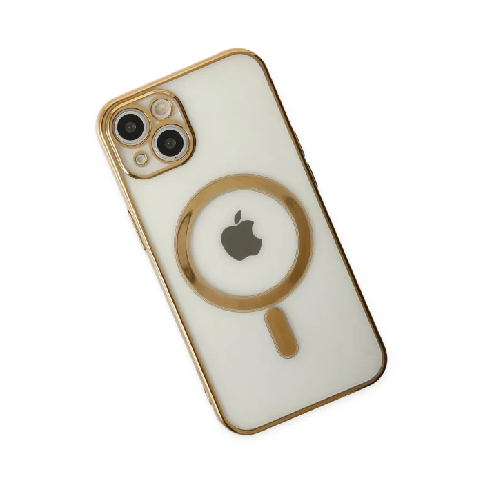 Mey İthalat®   iPhone 14 Plus Kılıf Magneticsafe Lazer Silikon - Gold