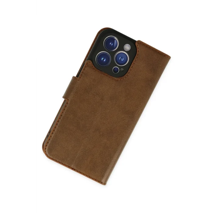 Mey İthalat®   iPhone 14 Pro Kılıf Trend S Plus Kapaklı Kılıf - Taba