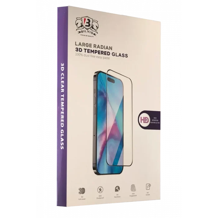 Mey İthalat®   iPhone 14 Pro Max Bilvis 3D Radian Cam Ekran Koruyucu